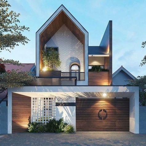 Beautiful Modern Homes, House Beautiful Magazine, Cool Tree Houses, Cool Roof, Timber Cladding, Roof Design, Brickwork, Facade House, Minimalist Home