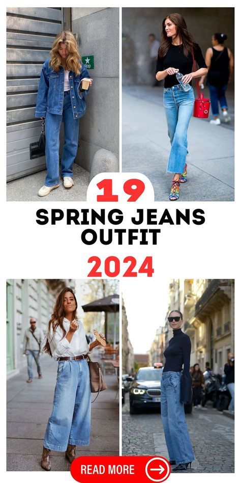 Trouser Jeans Outfit Spring, Spring Blue Jeans Outfit, Spring 2024 Jeans Outfit, Jeans Outfit Spring 2024, Spring Wide Leg Jeans Outfit, Jeans Summer 2024, Jeans Spring 2024, Jeans Outfit Summer 2024, Jean Outfits 2024