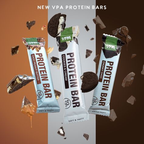 Protein Bar Ads Design, Protein Ads Design, Protein Bar Poster, Protein Bar Brands, Chocolate Bar Design, Healthy Protein Bars, Vegan Protein Bars, Chocolate Labels, Post Insta