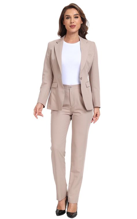 PRICES MAY VARY. 【Blazers & Jacket Pant Suit】: The 2 piece women suits for work professional is made of premium materials-outer fabric is 75% polyester 19% rayon 6% spandex, Inner fabric is 100% Polyester. Women business office attire is lightweight fabric, stretchy and comfortable 【Stylish Design】: Solid color women suiting, notched lapel office outfits, one button blazer jacket ,two side front flap besom pockets suit dress for women, slim fit business office work pants suit set , 2 piece outfi Women Work Suits, Employee Recognition Gifts, Work Outfits Office, Classic Suits, Recognition Gifts, Work Outfit Office, Professional Work Outfit, Employee Recognition, Business Casual Outfits For Women