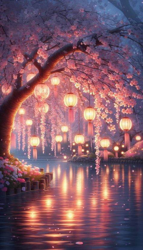 #AnimeGarden #4KWallpaper #CherryBlossoms #Lanterns #NatureScene #PeacefulAmbiance #SereneGarden #StudioGhibli #AnimeArt #NatureInspired #GhibliVibes #CLAMPStyle #TakehikoInoue Japan Lantern, Lugares Aesthetic, Photo Japon, Phone Wallpaper Nature, Phone Background Wallpaper, Cherry Blossom Wallpaper, Dreamy Landscapes, Pretty Phone Wallpaper, Pretty Backgrounds