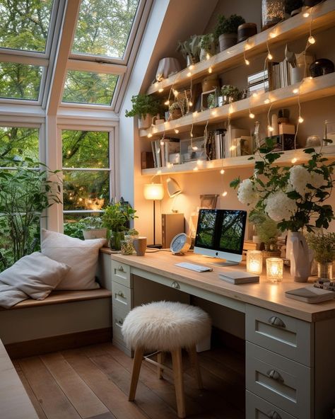 Cozy Office Furniture, Large Bohemian Bedroom, Organize Office Storage Room, Cozy Modern Office, Cozy Hobby Room, Floral Home Office, Cosy Home Office, Earthy Office, Boho Home Office