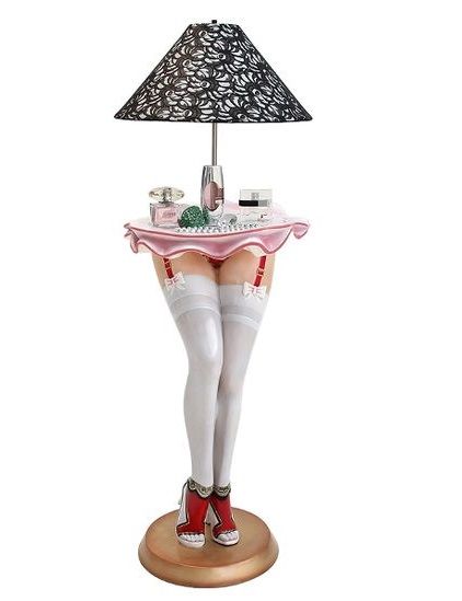 White Seamed Stockings Legs Perfume Table Lamp via   http://www.popartdecoration.com/store/furniture/lighting/white-seamed-stockings-legs-perfume-table-lamp/ Werid Lamps, Perfume Table, Woman Figure Lamp, Santa Runway Lights, Unusual Lighting, Store Furniture, Stockings Legs, Unique Lighting, Furniture Lighting