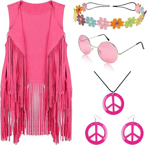 FunMular 60s 70s Outfits for Women Hippie Costume Set Peace Sign Earring Headband Fringe Vest Tassel Cardigan 5.0 5.0 out of 5 stars 1 rating Price: $25.99 - $27.99 Free Returns on some sizes and colors 60s 70s Outfits, Moda Disco, Hippie Glasses, 1980s Outfits, Hippie Accessories, 70s Costume, Hippie Party, Disco Fashion, 70s Look