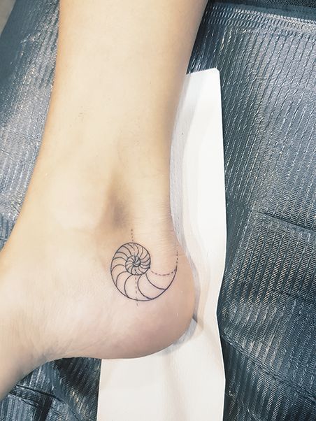 Ankle Tattoo Cover Up, Nautilus Tattoo, Moving On Tattoos, Thistle Tattoo, Ankle Tat, Shell Tattoos, Anklet Tattoos, Forest Tattoos, Nautilus Shell