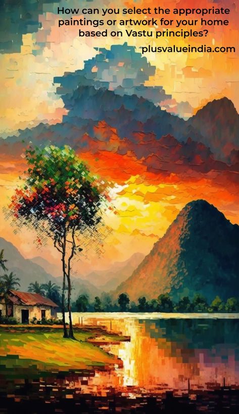 vastu paintings My First Billion, Fengshui Painting, Feng Shui Paintings, Endless Road, Sun Window, Paintings For Home, Copper Pyramid, Pine Tree Painting, Feng Shui Living Room