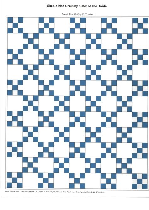 Simple 9 Patch Irish Chain by Sister of The Divide.pdf Simple Irish Chain Quilt Pattern, Irish Chain Quilt Pattern Free, Scrappy Irish Chain, Irish Chain Quilt Pattern, Irish Chain Quilt, Quilt Projects, Nine Patch, Mini Charm, Charm Pack