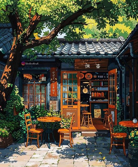 Pixel Art Landscape, Urban Painting, Anime Animation, Storybook Art, Japanese Drawings, Cute Cottage, Top Anime, Japon Illustration, Unique Perspective