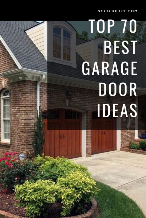 Garage Door Designs Ideas, Colored Garage Door Ideas, Dark Painted Garage Doors, Above Garage Door Decor, Garage Door Makeover Ideas, Garage Door Color Ideas, Beautiful Garage Doors, Garage Doors Without Windows, Farmhouse Garage Door Ideas