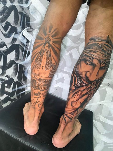 Soccer Leg Tattoo, Men Tattoo Ideas With Meaning, Best Leg Tattoo Men, Men Leg Tattoo, Lion Leg Tattoo, Calf Tattoo Men, Thigh Tattoo Men, Tattoo Ideas Males, Best Leg Tattoos