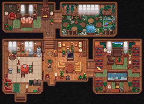 Stardew Valley Farmhouse, Stardew Valley Design, Stardew Farms, Stardew Valley Layout, Stardew Valley Tips, Stardew Valley Farms, Stardew Valley Fanart, Design House Interior, Farm Layout