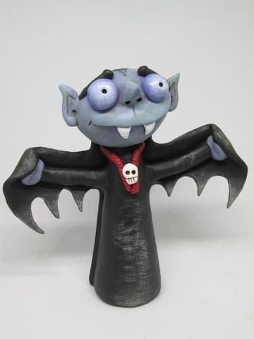 Bat Cape, Felt Skull, Vampire Decor, Folk Art Halloween, Polymer Clay Halloween, Texture Hair, Halloween Folk Art, Halloween Clay, Hand Painted Gourds