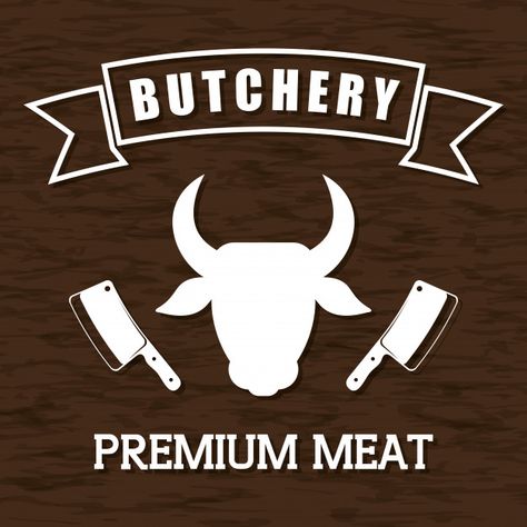 Butchery Logo, Meat Store, Cow Logo, Teal Living Rooms, Premium Meat, Meat Steak, Meat Shop, Logo Placement, Vector Food