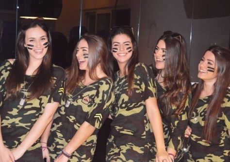 Army girls Army Girl Halloween, Army Girl Costume, Army Girl Halloween Costume, Army Makeup, Army Girl Costumes, Girl Halloween Makeup, Army Girls, Army Costume, Dress Up Day