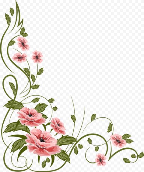 Flowers Without Background, Painting Corner, Illustration Photo, Corner Design, Flower Art Images, Photoshop Design, Corner Designs, Png Design, Lesson Plan