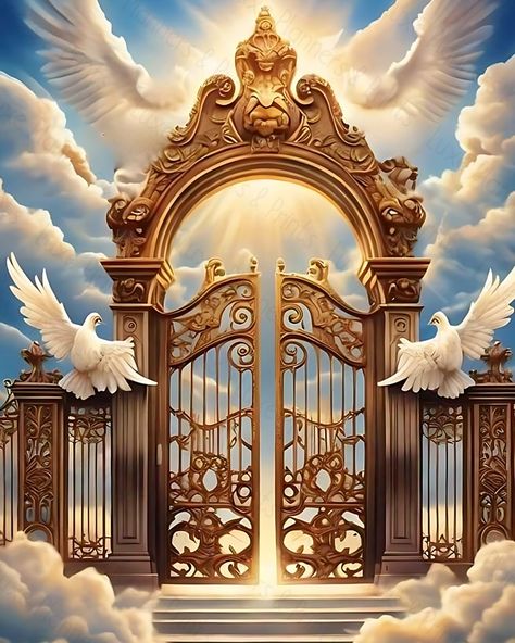 God Welcomes You To Heaven, What Does Heaven Look Like, Heaven Gates, Heaven Artwork, Heaven Background, Gate Of Heaven, Heaven Design, Open Heaven, Heavenly Art