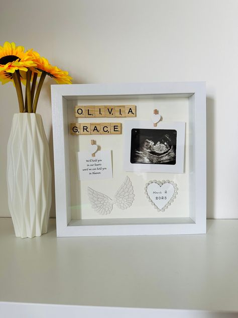 Shadow Box For Miscarried Baby, Baby Loss Memorial Gift, Baby Loss Memorial, Baby Remembrance, Fit Photos, Premie Baby, Infant Loss Memorial, Baby Memorial, Ultrasound Pictures