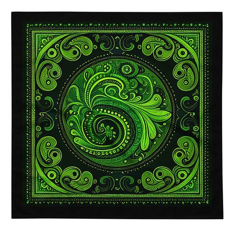 Bandanas Men, Black Bandana, Paisley Bandana, Bandana Headband, Green Paisley, Temporary Tattoo Designs, Swirl Pattern, Green And Black, Wallpapers Vintage