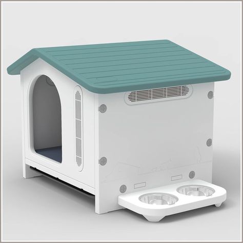 VATO Dog Kennel, Waterproof Plastic Doghouse for Small Pets, Durable Puppy House with Two Food Bowls, 22.8x20.9x22 Inches Ind Puppy House, Dog Kennel Outdoor, Food Bowls, Outdoor Dog, Food Bowl, Dog Kennel, Dog Houses, Dog House, Small Pets