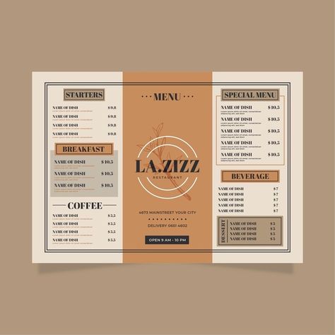 Horizontal Menu Design, Menu Format, Plan Book Template, Free Menu Templates, Coffee Project, Template Restaurant, Menu Maker, Digital Menu Boards, Menu Designs