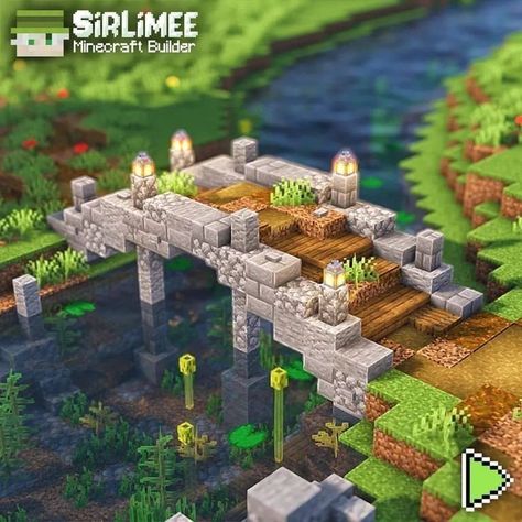 Minecraft Bridge Design, Minecraft Bridge, Minecraft Decoration, Rumah Minecraft Sederhana, Bangunan Minecraft, Minecraft Farm, Minecraft Cottage, Easy Minecraft Houses, Minecraft House Tutorials