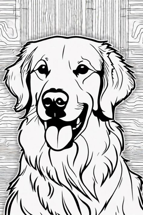 Bring happiness to your day with this adorable coloring page featuring a joyful Golden Retriever! Perfect for dog lovers and art enthusiasts alike, this free printable is designed to spark creativity while promoting relaxation and fun. The page showcases a happy dog with colorful wavy lines in the background, inviting you to explore your artistry. Perfect for kids or as a stress-relief activity for adults, grab your favorite crayons and enjoy this delightful coloring experience Scraggly Dog, Golden Retriever Coloring Pages, Dog Reference Drawing, Joy Coloring Page, Golden Retriever Sketch, Golden Retriever Outline, Golden Retriever Drawing, Cute Coloring Page, Perros Golden Retriever