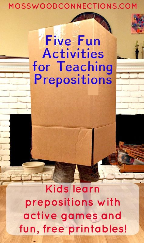 Five Fun Activities for Teaching Prepositions Kids Learn Prepositions with Active Games and Fun Free Printables. #Reading #Prepositions #FreePrintables #Homeschooling #mosswoodconnections Teaching Prepositions Activities, Teaching Prepositions, Preposition Activities, English Activities For Kids, Teaching Grammar, English Activities, Speech Therapy Activities, Kids Learning Activities, Language Activities