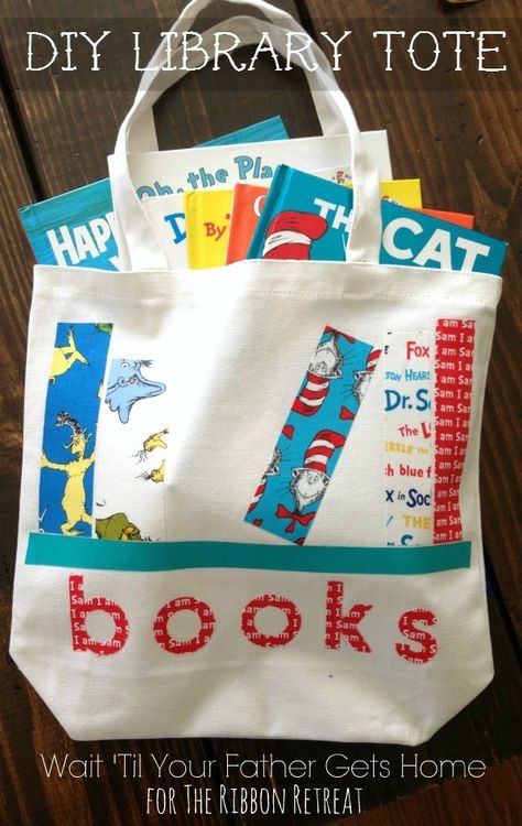 Monogrammed Library Tote {A-Z Series, "H"} - The Ribbon Retreat Blog Library Book Bags For Kids, Library Bags For Kids, Book Bags For Kids, Library Bags, Library Book Bag, Library Tote Bag, Library Tote, Diy Monogram, Kids Totes