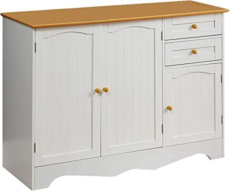 Function Home 44" Sideboard Buffet Cabinet, Kitchen Cupboard Buffet Server with 3 Drawers and 3 Cabinets, Storage Console Table for Kitchen, Ding Room, Living Room in White Honey Buffet Cabinet Kitchen, Cupboards Design, White Sideboard Buffet, Kitchen Buffet Cabinet, Bar Console, Farmhouse Coffee Bar, Modern Cupboard, White Honey, Metal Sofa