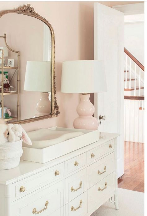 Design An Eclectic Blush Pink Nursery - The Resplendent Home Vintage Bamboo Furniture, Baby Nursery Room Ideas, Pink Baby Nursery, Nursery Room Ideas, Blush Pink Nursery, Baby Nursery Room, Girly Nursery, Baby Nursery Inspiration, Nursery Dresser