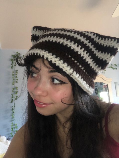 Order on my depop myvintagetears and follow my insta myvintagetears!! Crochet Cat ear beanie hat knit cat hat knit crochet cat hat Hats And Beanies, Crochet Hats Cat Ears, Crochet Hats Cat, Beanie Cat Hat, Knitted Cat Ear Hat, Cat Beanie Hat Crochet Pattern, Knit Cat Ear Hat, How To Knit A Cat Hat, Crocheted Cat Beanie