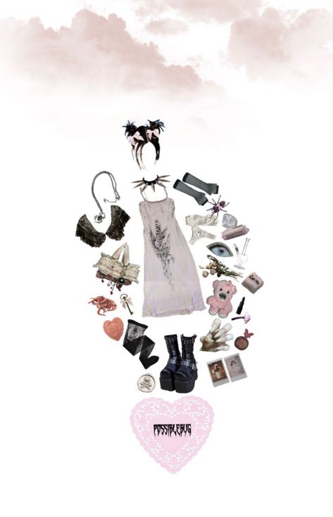 #aesthetic #outfits #ootd #fashion #polyvore #alternative #softgoth #dollcore #pink #vintage #vintagestyle #creepycore #creepycute Aesthetic Challenge, Dollcore Outfits, Shifting Outfits, Creepy Core, Pink Vintage, Creepy Cute, Pink Outfit, Melanie Martinez, Aesthetic Outfits