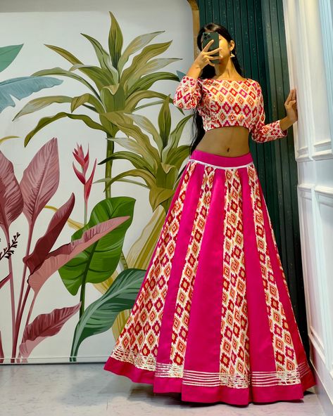 Navratri special chaniya choli 2k24 Pure cotton chaniya with blouse sober collection ❣️ 💃🏻💃🏻💃🏻💃🏻💃🏻💃🏻💃🏻💃🏻 Give an updated reflection on our rich heritage of culture with colours and amazing gamthi work lehenga choli🌸 Pure cotton iikat multi kali chaniya with gotta borders...❣️ 12 plus mtr flare 42 waist 42 length fancy Latkans 1-meter Unstitched blouse Fabric With gotta borders & tassels 💃🏻 BLOUSE CAN B CUSTOMISE FOR SPAGHETTI OR WITH SLEEVES 💃🏻 Book your orders Premium quality 👌 Kali Chaniya Choli, Gamthi Work, Tassels Blouse, Tassel Blouse, Work Lehenga, Navratri Special, Chaniya Choli, Blouse Fabric, Lehenga Choli