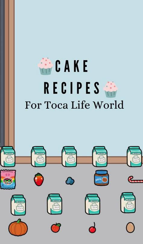 This is some cake recipes for Toca Life world (Toca Boca) Toca Boca Dessert Recipes All, Tocs Boca Food Recipes, How To Make A Cake In Toca Boca, Food Recipes For Toca Boca, Toca World Dessert Recipes, Toca Life Cake Recipe, Toca Bica Food Recipes, Dessert Recipes Toca Boca, Toca Boca Food Recipes Pancakes