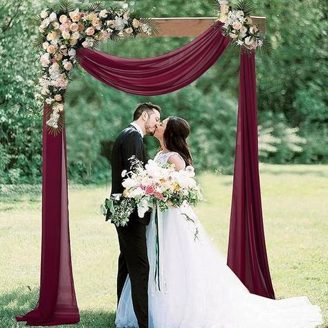 Amazon.com: AMZLOKAE Burgundy Wedding Arch Drapes 2 Panels 18FT Chiffon Fabric Drapery Voile Wedding Archway 6 Yards Wedding Ceremony Reception Swag Decorations Sheer Fabric for Draping Wedding Decoration : Electronics Fabric Draping Wedding, Wedding Drapery, Draping Wedding, Wedding Archway, Yard Wedding, Draping Fabric, Arch Decoration, Arch Decoration Wedding, Wedding Fabric