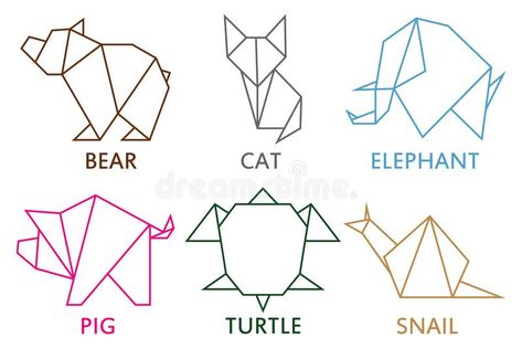 Turtle Vector, Origami Pig, Geometric Art Animal, Geometric Origami, Logo Animal, Geometric Shapes Art, How To Make Origami, Folded Paper, Origami Animals