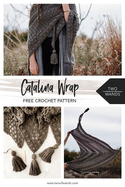 Free crochet pattern - Catalina Wrap pattern by Two of Wands. This triangle scarf is lacey, flowy and drapey! Triangle En Crochet, Two Of Wands, Poncho Au Crochet, Crochet Triangle Scarf, Crochet Shawl Pattern, Crochet Wrap Pattern, Confection Au Crochet, Crocheting Ideas, Crochet Shawl Pattern Free