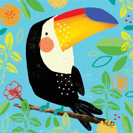 Rainforest Kindergarten, Toucan Art, Illustration Art Nouveau, Pattern Leaves, Jungle Pattern, Art Video, Number 5, Pretty Birds, Bird Print