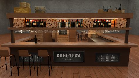 3D wine bar on Behance Warehouse Bar, Wine Bar Design, Octane Render, 3d Warehouse, 3d Projects, Wine Bar, Cinema 4d, Bar Design, Liquor Cabinet