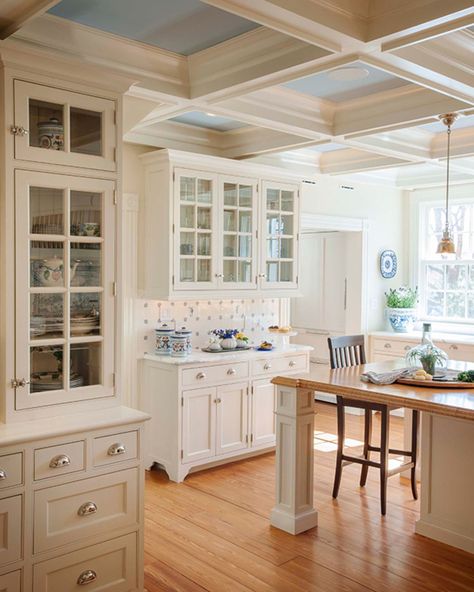 A farmhouse style colonial revival kitchen renovation with traditional details and Delft tile backsplash.#KitchenRenovation #DelftTile #TraditionalArchitect #HistoricArchitect #SheldonKostelecky #VirginiaArchitect #CharlottesvilleArchitect Blue And White Kitchens, Blue And White Kitchen, Blue White Kitchens, Classic White Kitchen, Kitchen Decor Inspiration, Blue Ceilings, White Kitchen Decor, White Kitchens, Cottage Kitchens