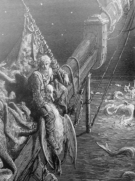 Gustave Doré -The rime of the Ancient Mariner Rime Of The Ancient Mariner, The Ancient Mariner, Ancient Mariner, Gustave Dore, Cartoon Illustration, Abstract Artwork, Embroidery, Art