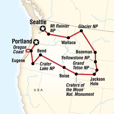 Itinerary - National Parks of the Northwest US in United States, North America - G Adventures Road Trip Map, Camping Places, National Park Road Trip, Us Road Trip, National Parks Trip, Road Trippin, Us National Parks, Out West, To Infinity And Beyond