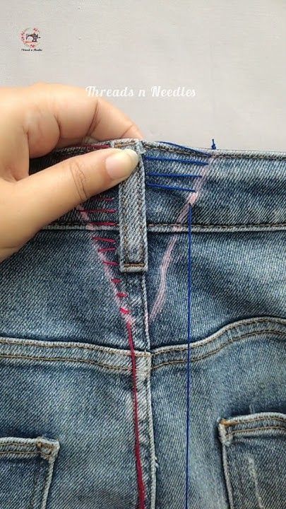 How to downsize jeans waist | Sewing tips & tricks #30 #threadsnneedles #shorts #sewinghacks #sewing Diy Make Jeans Waist Smaller, How To Take Jeans In At The Waist, How To Bring In Jeans Waist, Taking In Jeans Waist, Downsize Jeans Waist, Downsize Jeans, How To Downsize, How To Make Jeans, Altering Jeans