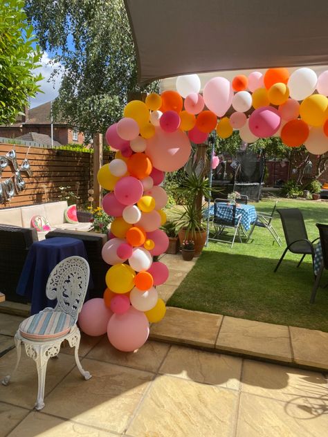 Senior Sunrise Balloon Arch, Balloon Arch Pink, Senior Sunrise, Grad Party Decorations, Yellow Balloons, Purple Balloons, Senior Activities, Pink Orange Yellow, Birthday Party 21