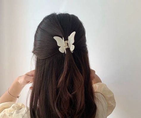 Butterfly Hair Claw, Fairy Butterfly, Hair Claw Clips, Butterfly Hair, Claw Clips, White Butterfly, Hair Claw, Hair Clip, Long Hair