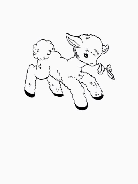 Lamb Tattoo Stencil, Yung Lean Poison Ivy, Yung Lean Tattoo Ideas, Baby Lamb Tattoo, Cute Lamb Drawing, Yung Lean Tattoo, Lamb Doodle, Fawn Drawing, Lamb Illustration