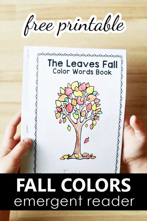 Free Printable Fall Color Words Emergent Reader for PreK and Kinder Emergent Readers Free, Fall Crafts And Activities, Preschool Theme Activities, Learning Activities For Preschoolers, Books For Parents, Phonics Activity, Costume Ideas For Kids, Words Vocabulary, Fall Words