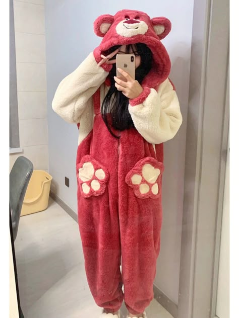 Casual Asian Fashion, Cute Pijamas, Cute Night Outfits, Korean Fits, Cute Onesies, Strawberry Bear, Cute Pjs, Pajama Fashion, Cute Sleepwear