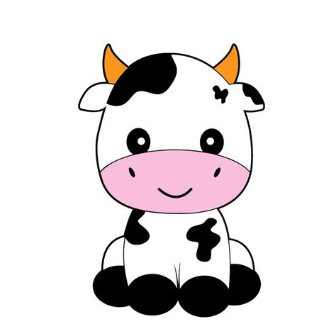 Cow Images Clip Art, How To Draw A Cow Face, Cow Sitting Drawing, How To Draw A Cute Cow, Baby Cow Drawing Easy, Cow Face Drawing, Baby Cow Drawing, Cow Drawing Cute, Cartoon Cow Face