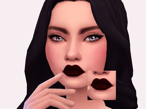 Black Lipstick Sims 4 Cc, Sims 4 Black Lipstick, Candy Cane Eyeliner, Plum Eyeliner, Sims 4 Cc Goth, Chocolate Eyeshadow, Makeup Cc, Black Lipstick, Beauty Mark